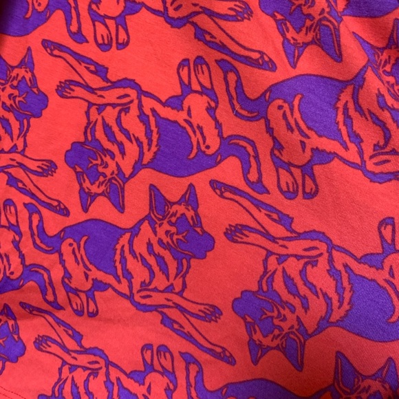 Lularoe Madison skirt in size M. Rare coral and purple German shepherd print! - Picture 2 of 2